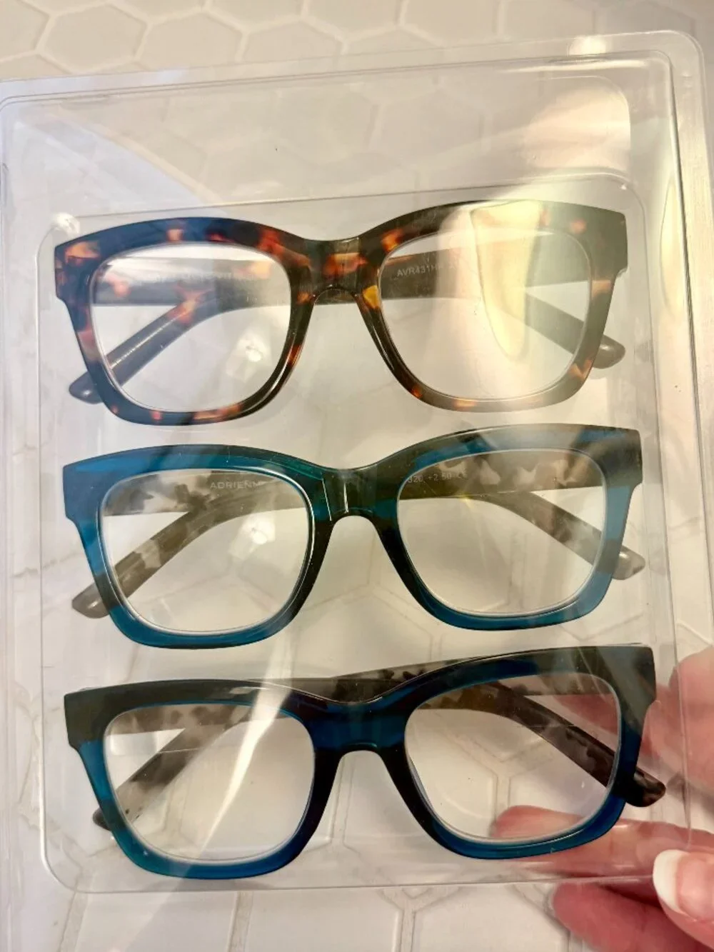 Adrienne Vittadini +2.50 Reading Glasses Readers Set of 3 Tortoise & Blue